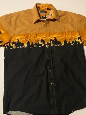 Roper Short-Sleeve Button-Down Shirt in Mustard & Black